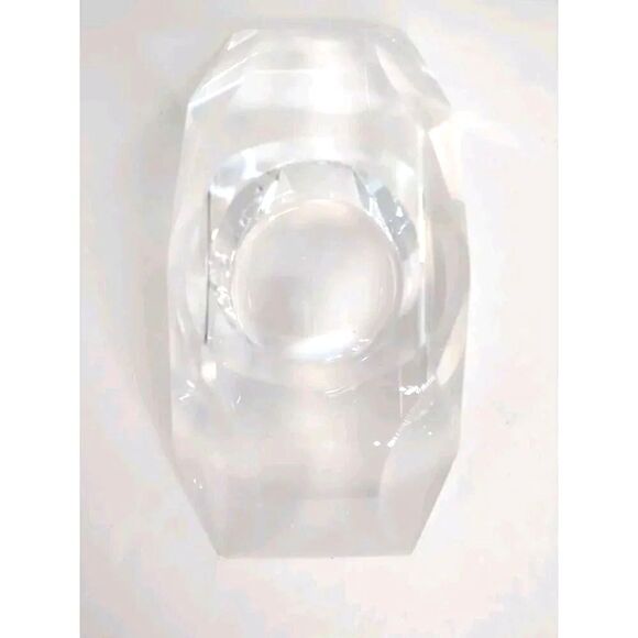 Oleg Cassini Crystal Tea Light Votive Signed Faceted Curve Candle Holder - Picture 6 of 16